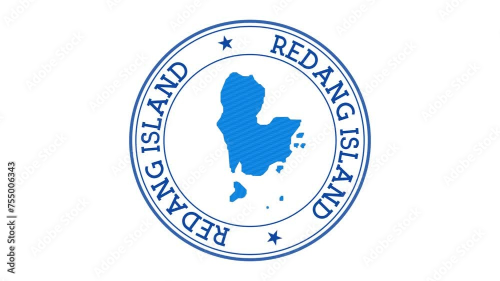 Redang Island intro. Badge with the circular name and map. Redang Island round logo animation.