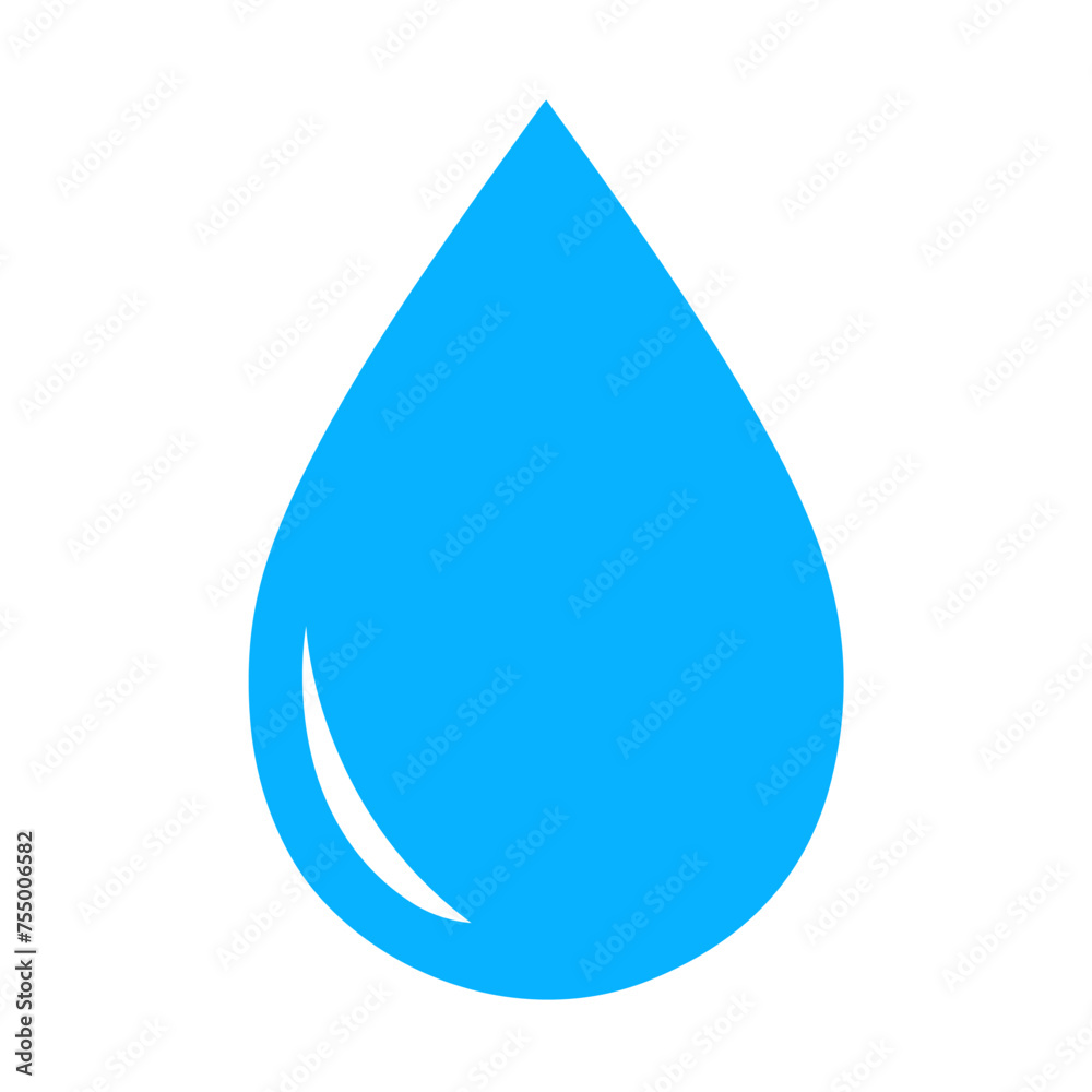 Blue Water Drop Shape. Flat color Isolated on white background. Vector Illustration Graphic Design Blue Water Drop Shape. Flat color Isolated on white background. Vector Illustration Graphic Design