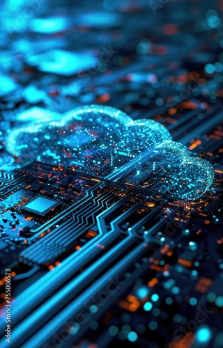image of the hologram of the cloud, cloud technology, cloud storage,