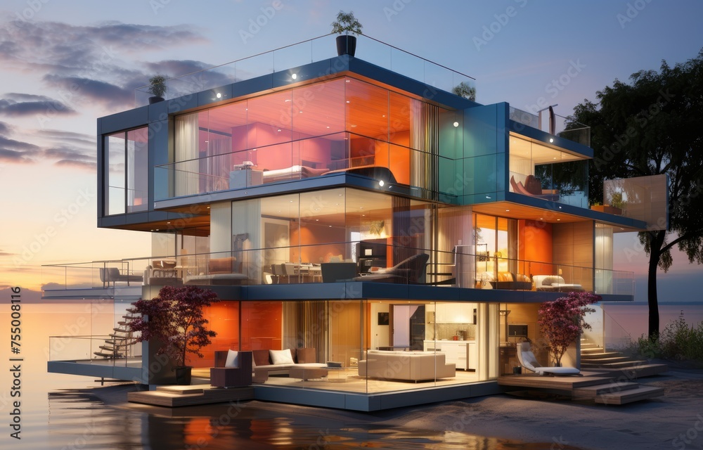 Beautiful modern beach house, minimalistic design, Beach luxury living on Sea view Beautiful modern beach house, minimalistic design, Beach luxury living on Sea view