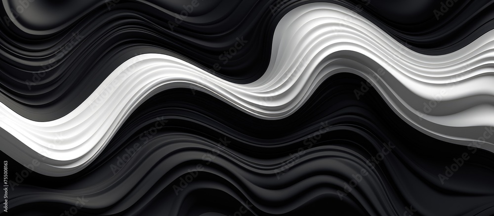 An abstract black and white background featuring dynamic wavy lines that create a sense of movement and energy. The lines flow and intersect, An abstract black and white background featuring dynamic wavy lines that create a sense of movement and energy. The lines flow and intersect,