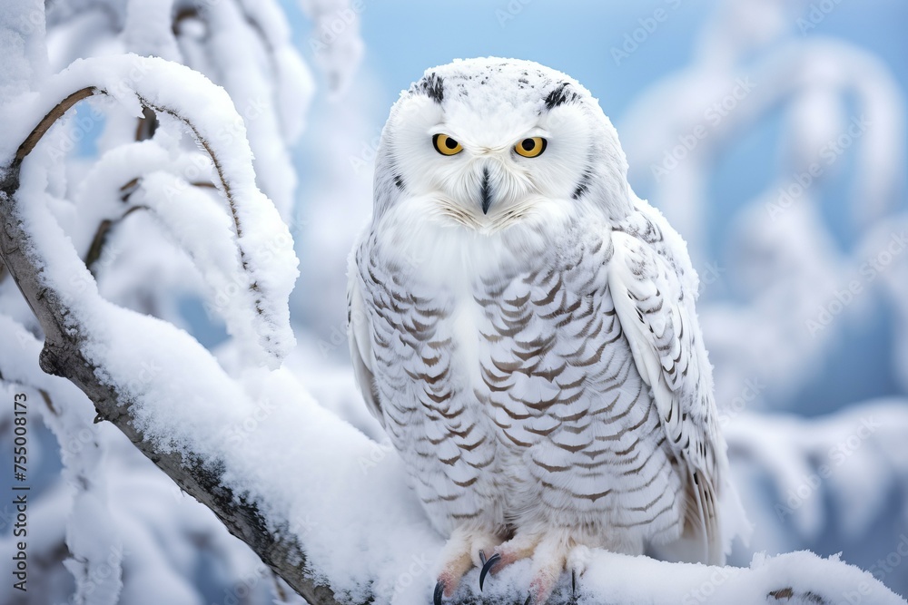 Majestic Polar owl winter. Animal bird. Generate Ai Majestic Polar owl winter. Animal bird. Generate Ai