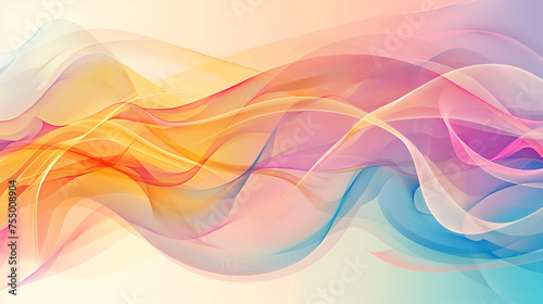 Vibrant swirling smoke waves on bright orange backdrop creating dynamic abstract design, 3D illustration, Subtle abstract background with soft pastel waves. Gradient colors