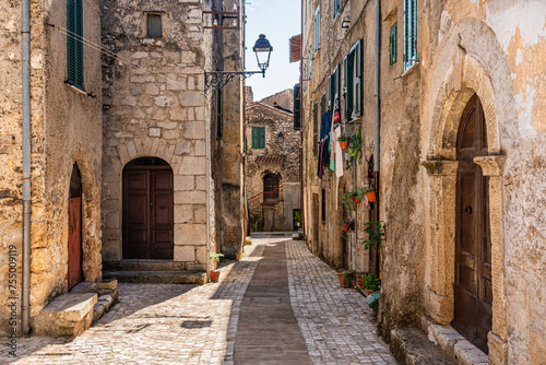 Scenic sight from the historic center of Acuto, beautiful village in the Province of Frosinone, Lazio, central Italy. photo