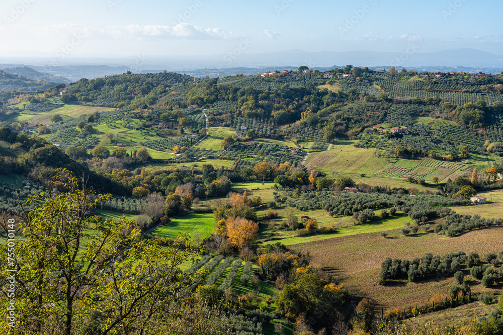 Panoramic view from Casperia, medieval rural village in Rieti Province, Lazio (Italy)