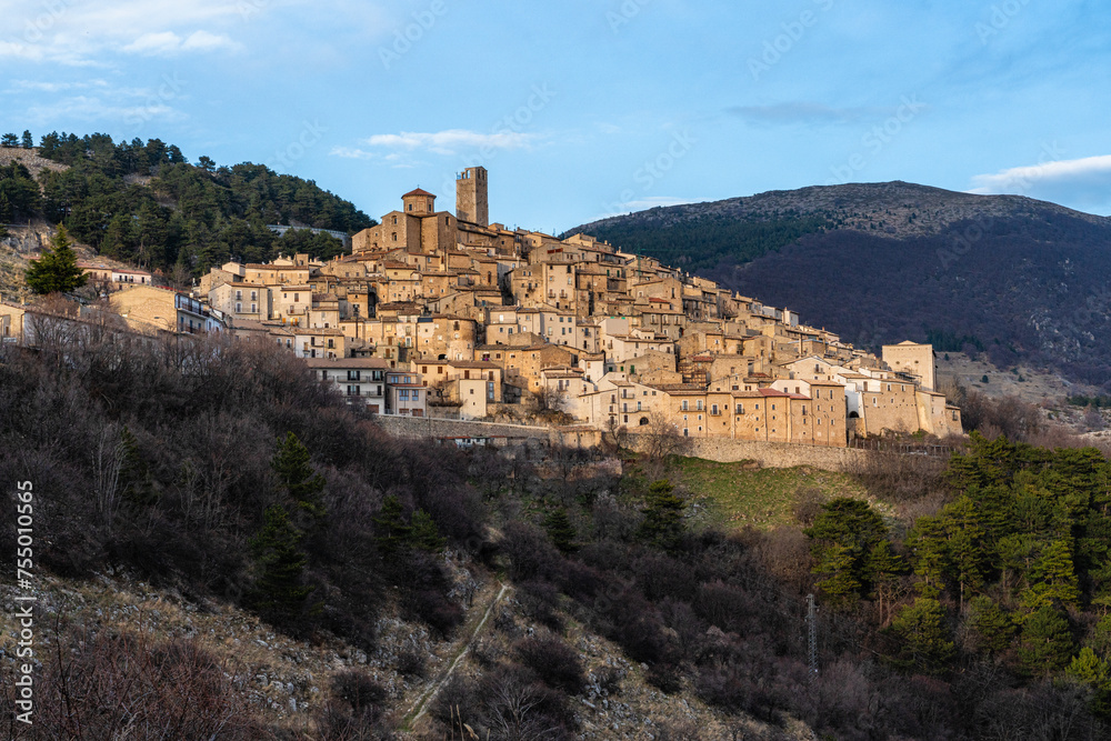 The beautiful village of Castel del Monte, Gran Sasso e Monti della Laga National Park, in the Province of L'Aquila, Abruzzo, central Italy.