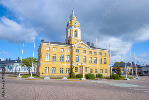 The ancient city hall building on a June day, Hamina