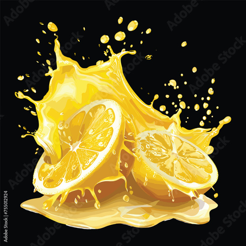 Vector vibrant yellow lemon fruit with a splash isolated on the background