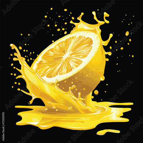 Vector vibrant yellow lemon fruit with a splash isolated on the background