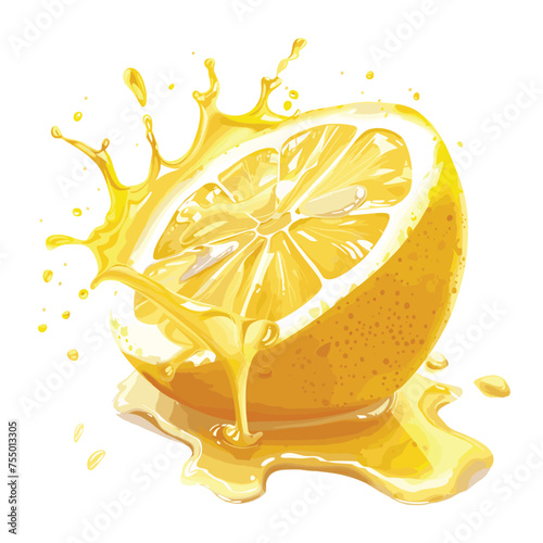 Vector vibrant yellow lemon fruit with a splash isolated on the background