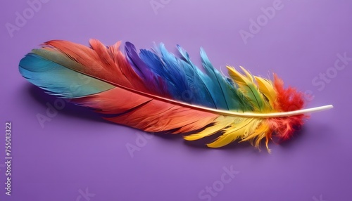 A vibrant background composed of feathers in different colors was created. Ai generate