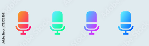 Microphone solid icon in gradient colors. Voice signs vector illustration.