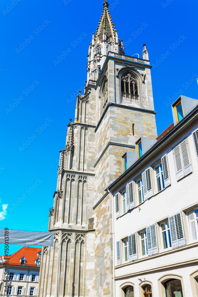 Facade of Konstanz Minster or Konstanz Cathedral in Konstanz (also known as Constance), Germany