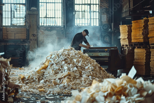 A pile of recycled paper being turned into new products