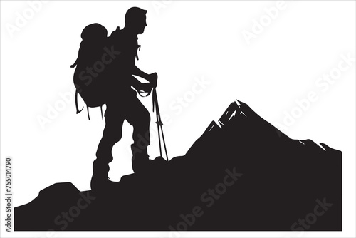 hiker silhouette vector illustration