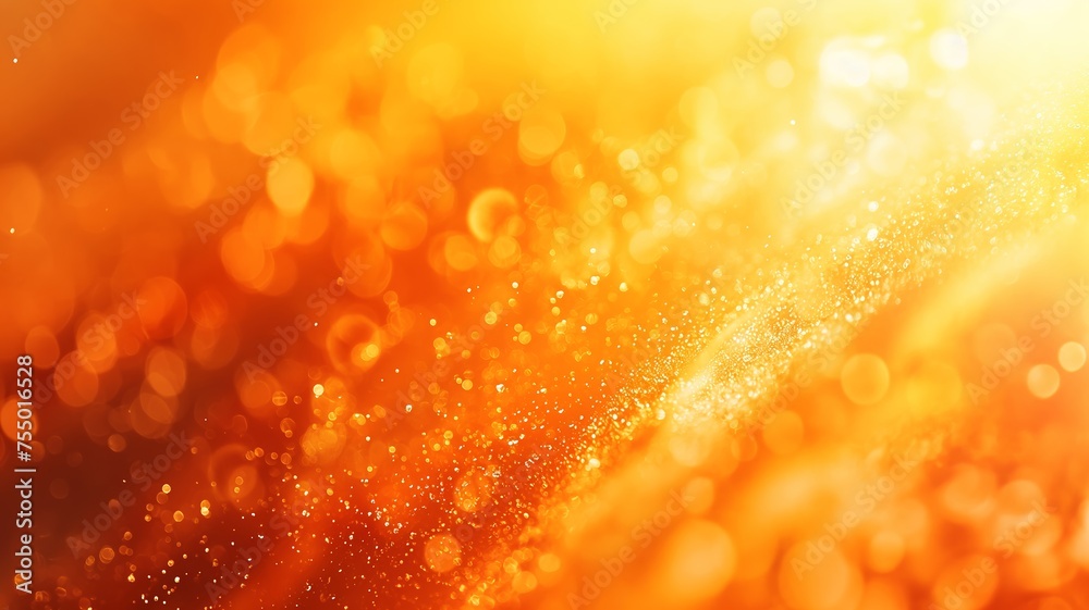 Warm-toned bokeh effect with vivid orange and yellow, sparkles suggest a joyful holiday mood, suitable for festive occasions like Thanksgiving, Halloween, or Christmas. - obrazy, fototapety, plakaty 