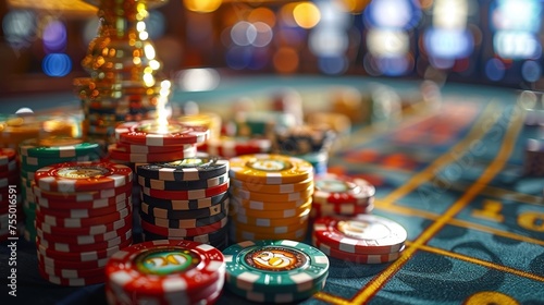 The game of roulette poker is played in a casino by people.