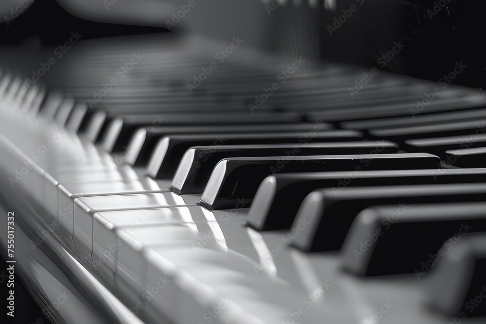 Dramatic Piano Keys. Close-up View of Musical Keys with Sharp and Flat Notes for Dramatic Music Piece