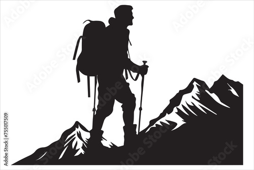 hiker silhouette vector illustration