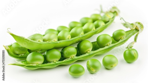 Fresh Green Peas with Pods Isolated on White Background - Perfect Vegetable for Your Plate