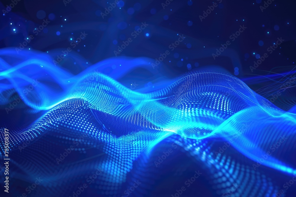 Fototapeta premium Get Lost in the Blue Sound - Vibrant Blue Background with Music Wave, Volume and Disco Night Vibe