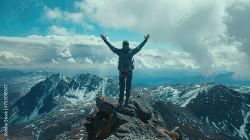 man stand on the mountain summit