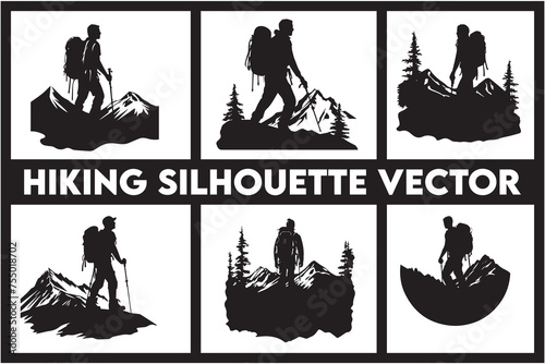 Hiking Silhouette Vector Bundle