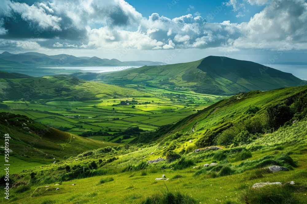 Green Ireland Landscape Photography: Explore the Beautiful Hills and Sky in Vibrant European Tourist Spot