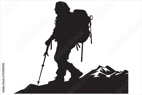 hiker silhouette vector illustration