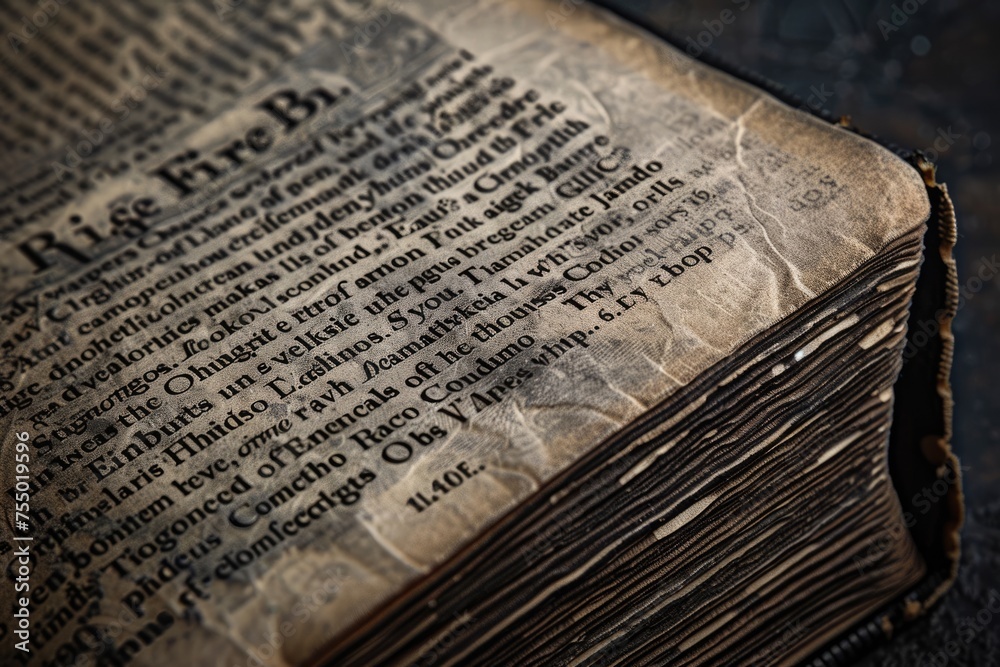 Naklejka premium Incredible Antique Dictionary: Close-up of Aged English Book Page with Word Incredible on Black Abstract Background