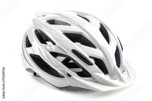 Isolated Bike Helmet for Protection and Safety in Sport Activities. White Object with Sturdy Construction for Head Safety