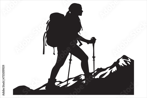 hiker silhouette vector illustration