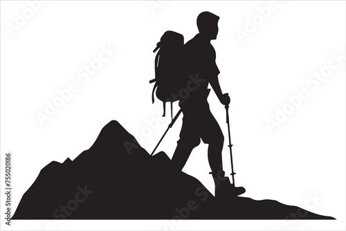 hiker silhouette vector illustration