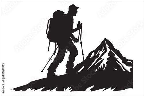 hiker silhouette vector illustration