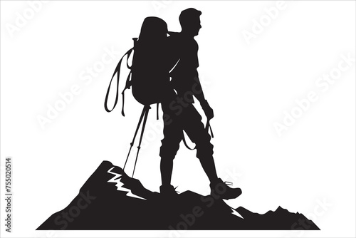hiker silhouette vector illustration