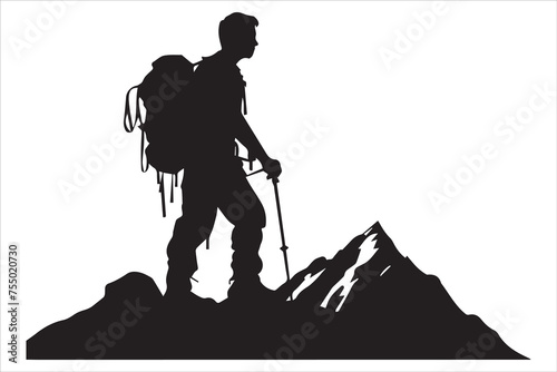 hiker silhouette vector illustration