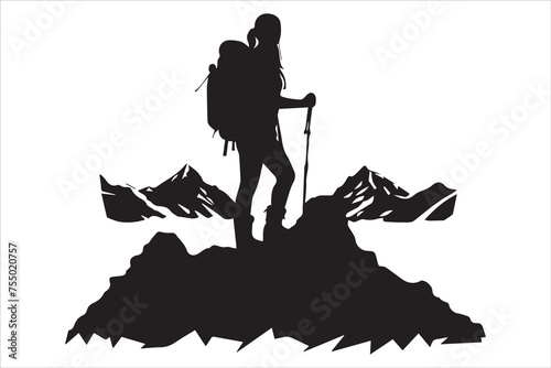 hiker silhouette vector illustration