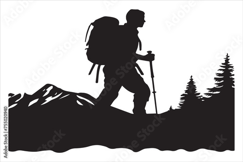 hiker silhouette vector illustration