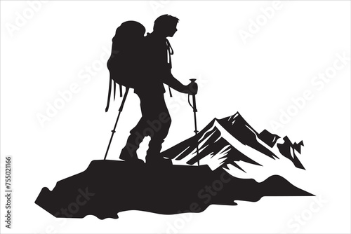 hiker silhouette vector illustration