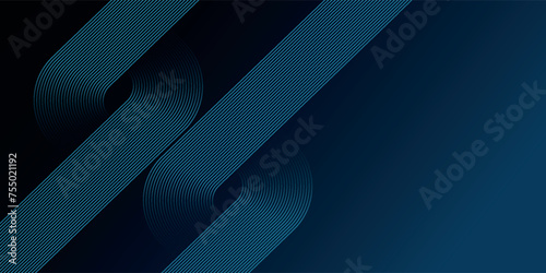 Modern dark blue abstract background with glowing blue gradient geometric lines. Geometric stripe line art design. Shiny blue lines pattern. © ILHAM
