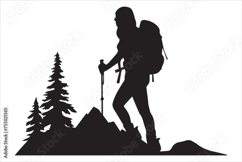 hiker silhouette vector illustration