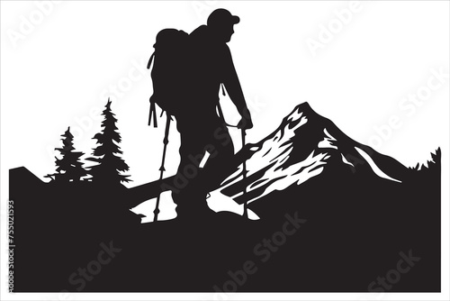 hiker silhouette vector illustration