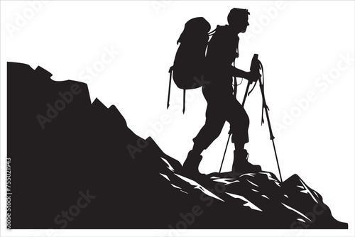 hiker silhouette vector illustration