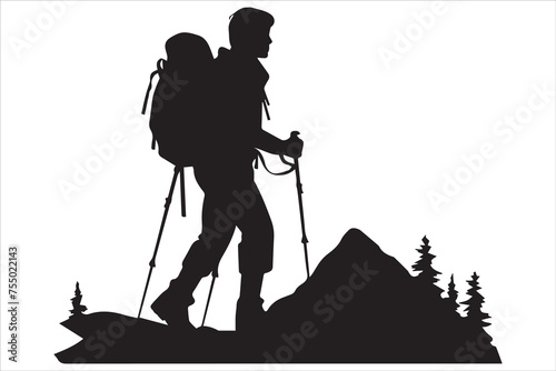 hiker silhouette vector illustration
