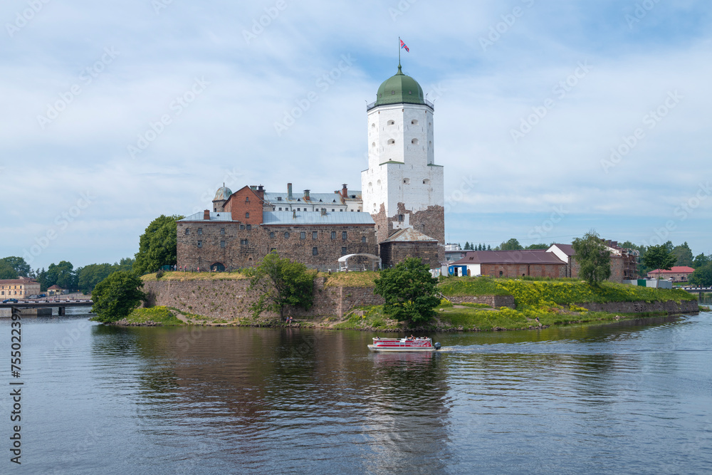 Medieval Vyborg castle on a July day. Leningrad region
