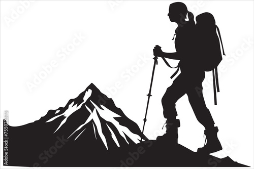 hiker silhouette vector illustration