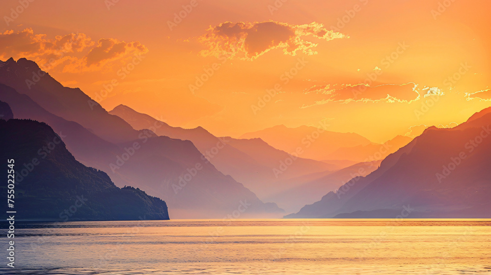 A breathtaking sunset over a calm sea framed