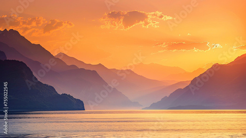 A breathtaking sunset over a calm sea framed