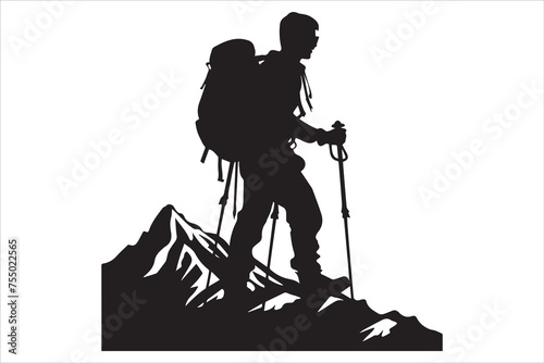 hiker silhouette vector illustration