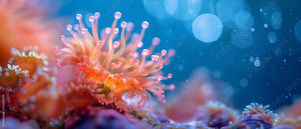 an orange sea anemone